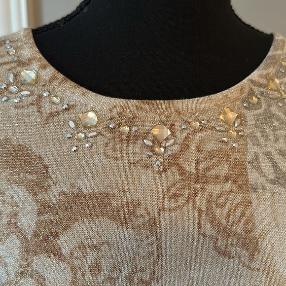 Alfred Dunner sparkle shimmer three-quarter sleeves sweater lightweight EUC - Picture 2 of 9